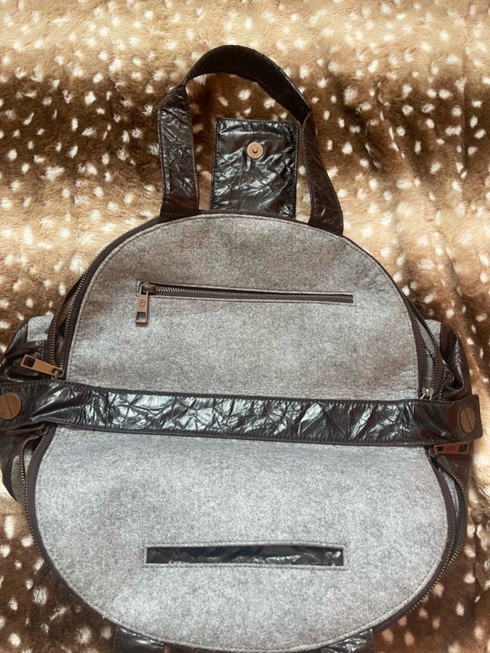 Matt & Nat felt and brown bowler bag - Picture 4 of 5